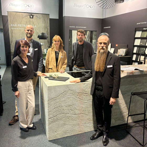 Messe siex 2024 in Bern, Marina Matuschek, Benjamin Higelin, Josefine Dinger, Tobias Gaugenrieder und Raphael Dinger von Dinger Stone.